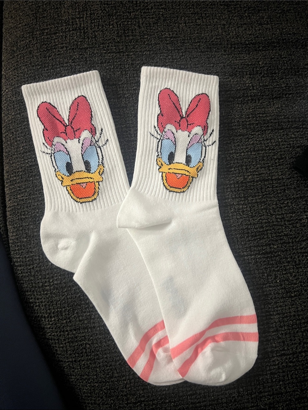 Disney White Socks with Pink Bow Daisy Duck Design